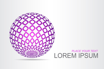 Logo stylized spherical surface with abstract shapes