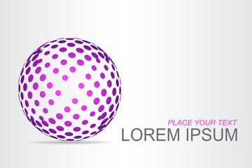 Logo stylized spherical surface with abstract shapes