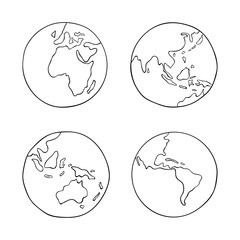 Hand drawn Earth from four sides