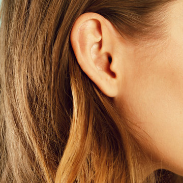 Female ear close up