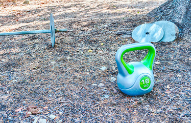 Homemade gym in a garden