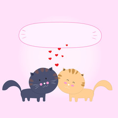 two cats falling in love vector illustration