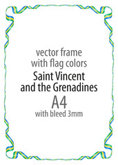 Frame and border of ribbon with the colors of the Saint Vincent and the Grenadines flag