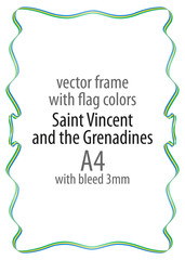 Frame and border of ribbon with the colors of the Saint Vincent and the Grenadines flag