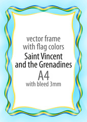 Frame and border of ribbon with the colors of the Saint Vincent and the Grenadines flag