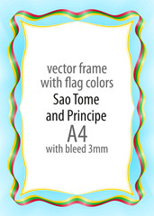 Frame and border of ribbon with the colors of the Sao Tome and Principe flag