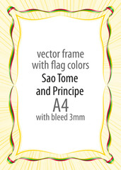Frame and border of ribbon with the colors of the Sao Tome and Principe flag