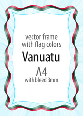 Frame and border of ribbon with the colors of the Vanuatu flag