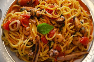 italian pasta & sea food dish