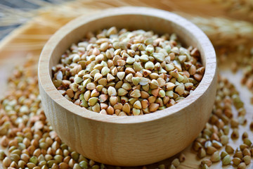 Buckwheat in wood bowl