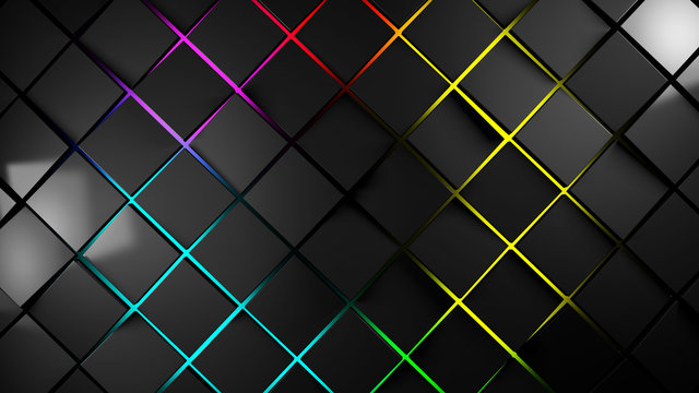 grey and multicolor squares modern background 3d render illustration