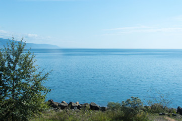 Idyllic landscape of Lake Baikal, Siberia, Russia - on a day in summer 2017