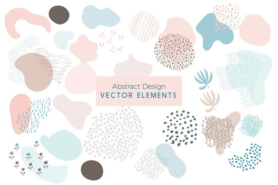 Set of Vector Abstract Brush Strokes, Hand Drawn Design Elements, Organic Shapes, Abstract Backgrounds