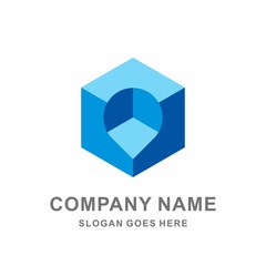 Geometric Hexagon Square Cube Space Box Architecture Interior Construction Business Company Stock Vector Logo Design Template