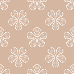 Floral seamless pattern. Beige brown abstract background