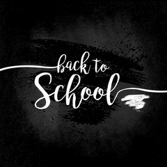 back to school - white inscription on a black board, handdrawn typography poster. Vector illustration. Great design element for congratulation cards, banners and flyers.