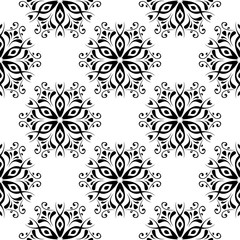 Floral seamless pattern. Black and white design