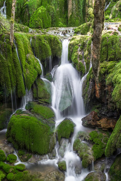 Fototapeta Toberia Waterfalls at Entzia mountain range, Basque Country, Spain