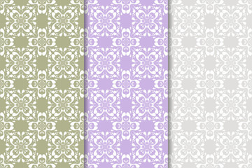 Set of floral ornaments. Vertical seamless patterns