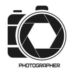 logo for a photographer. camera, aperture.icon. vector.