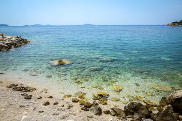 Rocky beach at Adriatic sea in Mlini, Croatia.
