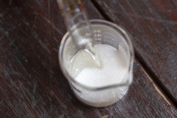 Sugar test with acid for education in Laboratory.