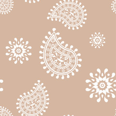 Brown seamless pattern with wallpaper ornaments