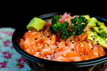japanese food Mix Sashimi Chirashi Rice Bowl