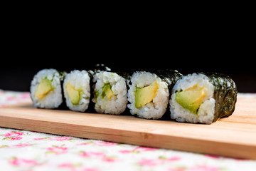 Japanese food Sushi Roll Maki of Salmon and avocado