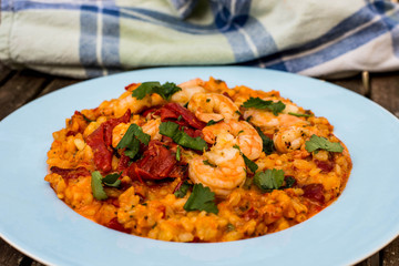 Garlic King Prawns and Spanish Style Rice