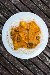 Fruity Mild Chicken Curry With Boiled Rice