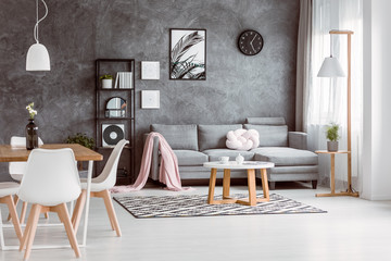 Table in spacious living room