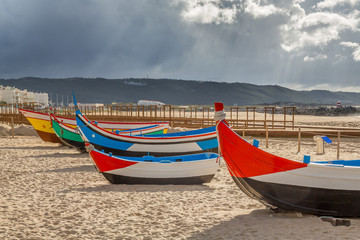 Fototapeta premium Typical Boat in Nazare Portugal