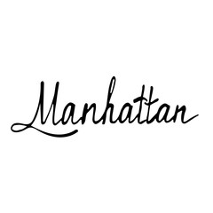 Manhattan text. Vintage retro lettering design. Hand drawn elements for your designs dress, poster, card, t-shirt. Black and white picture