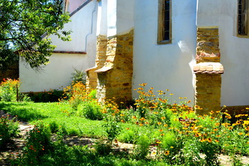 Fortified medieval saxon church in Cincsor-Kleinschenk, Sibiu county, Transylvania, Romania.. 
The...