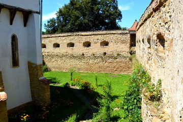 Fortified medieval saxon church in Cincsor-Kleinschenk, Sibiu county, Transylvania, Romania.. 
The...