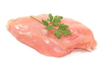 Raw chicken breast fillet isolated on white