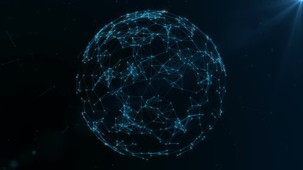 Earth globe rotating with plexus. Global digital connections. Network and exchange of data on the planet Earth - Powered by Adobe