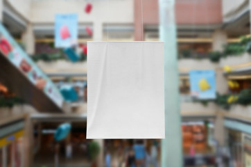 Naklejka na ściany i meble Vertical banner mockup at a shopping mall