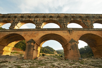 Fototapeta na wymiar Roman aqueduct Pont Du Gard France