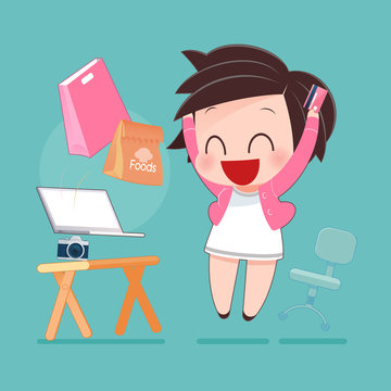 Woman Shopping Online With Credit Card, Idea Concept With Cartoon Design, Vector Illustration EPS10