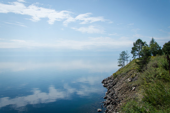 Idyllic landscape of Lake Baikal, Siberia, Russia - on a day in summer 2017