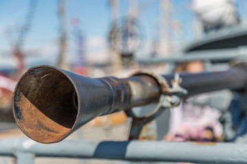 Anti aircraft guns at battleship moored on Tallinn Maritime Museum