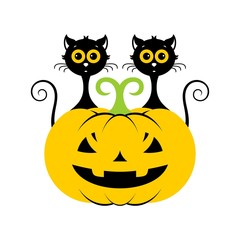 Halloween cats icon or logo in modern line style. Vector illustration.