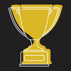 Gold award trophy cup in doodle style icons vector illustration for design and web