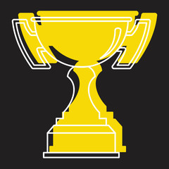 Gold award best sport cup in doodle style icons vector illustration for design