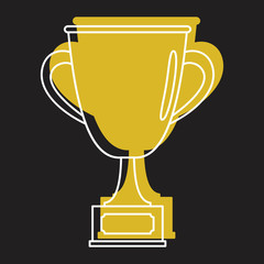 Gold award win cup in doodle style icons vector illustration for design and web