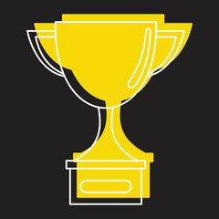 Gold award champion cup in doodle style icons vector illustration for design