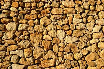 Yellow brown vintage textured stone brick wall background texture for design banner Wallpaper