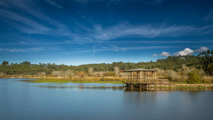 Landscape and Autumn exposure in a wooden deck done in Pateira de Fermentelos, portugal